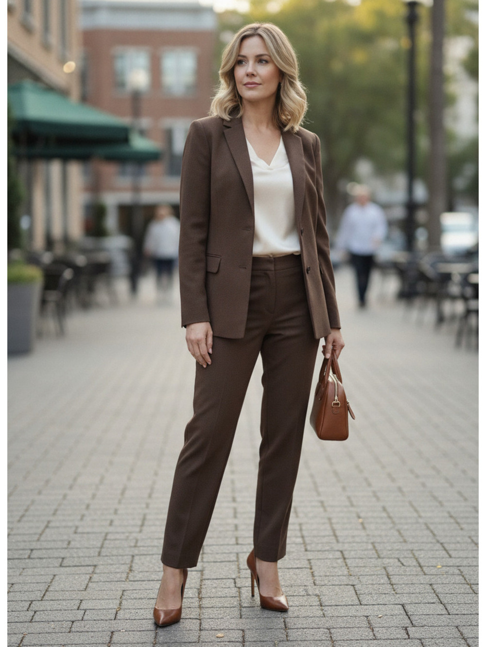Alfani Petite Brown Polyester Pant 8 Blazer 10p Size 8P/10P
